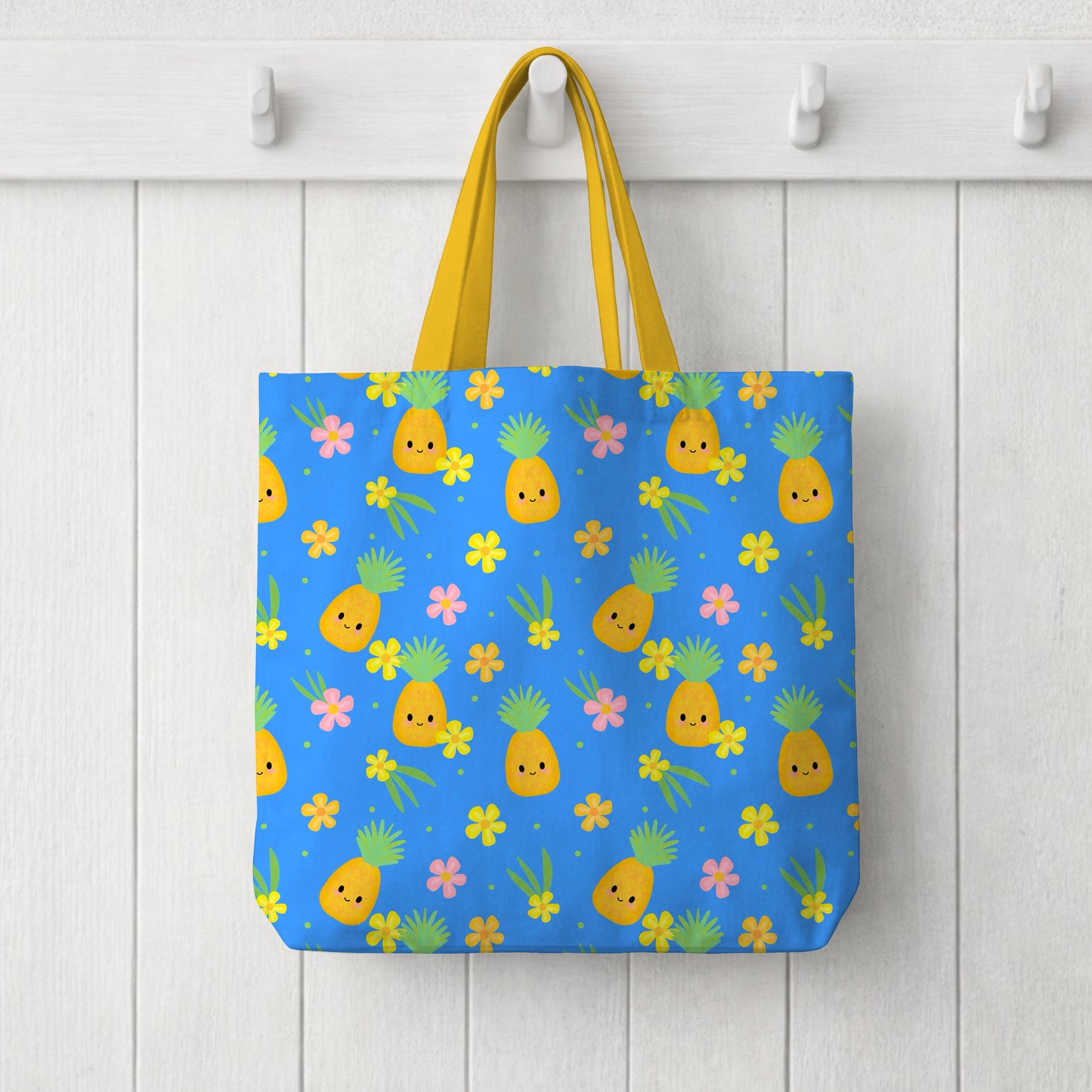 Pineapples and Flowers Tropical Cute Fruit Seamless Pattern Commercial Use
