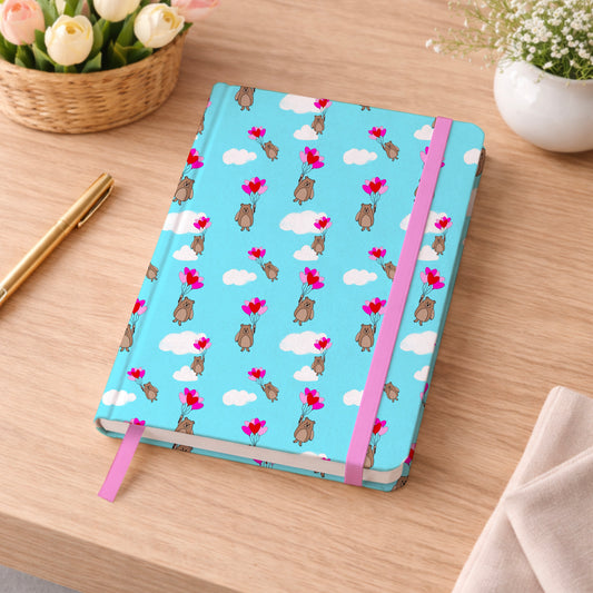 Bear Holding Balloons Floating Through the Clouds Seamless Pattern Commercial Use