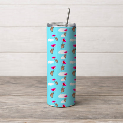 Bear Holding Balloons Floating Through the Clouds Seamless Pattern Commercial Use