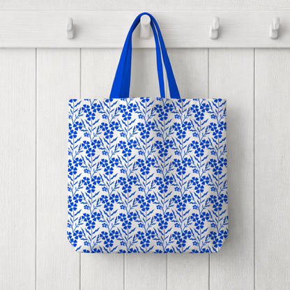Vintage Blue and White Folk Flowers Seamless Pattern Commercial Use