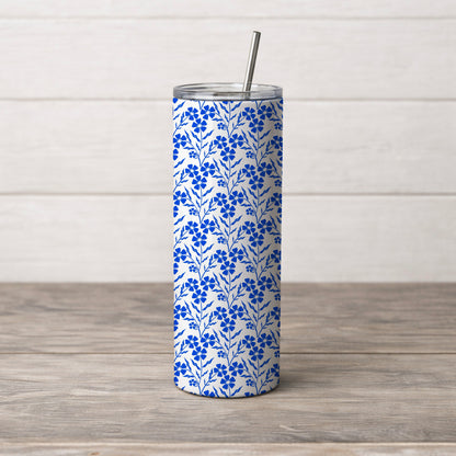 Vintage Blue and White Folk Flowers Seamless Pattern Commercial Use