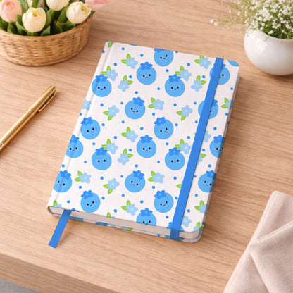 Blueberries and Flowers Kawaii Fruit White Seamless Pattern Commercial Use