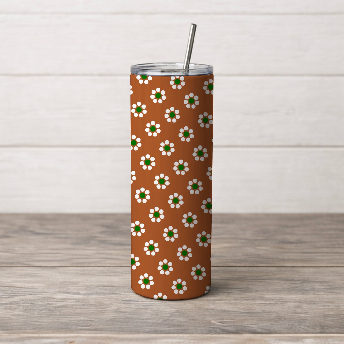 Brown Barro Flowers Mexican Pottery Inspired Seamless Pattern Commercial Use