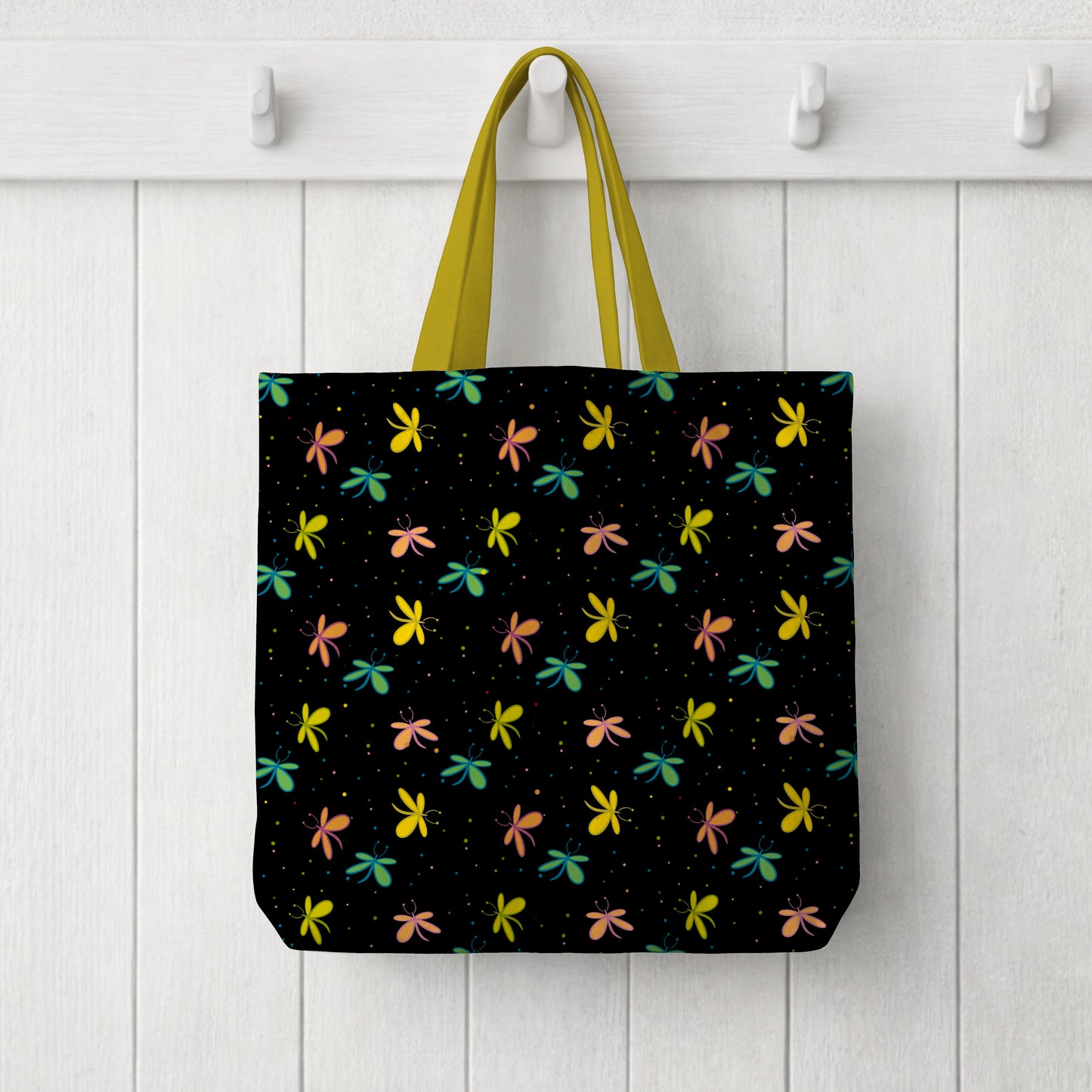 Bright Butterflies Scattered Black Seamless Pattern Commercial Use