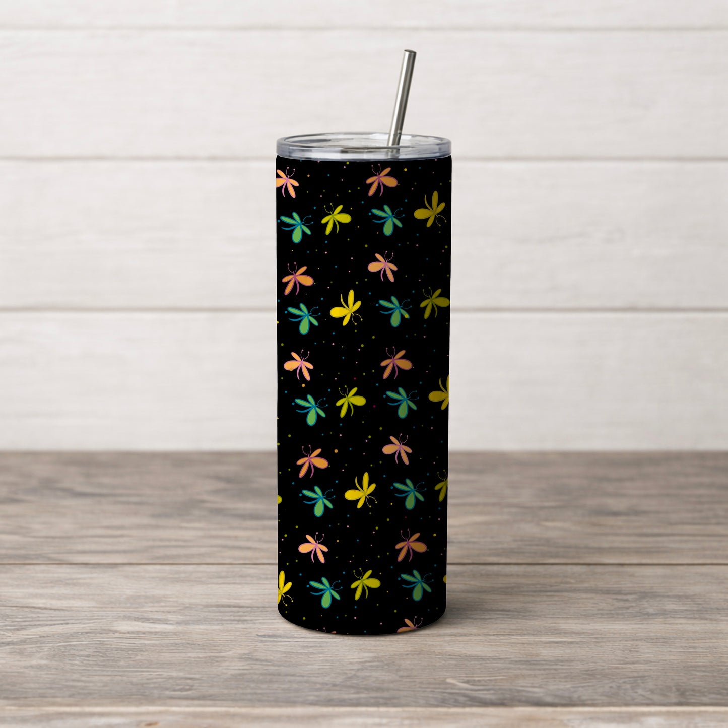 Bright Butterflies Scattered Black Seamless Pattern Commercial Use