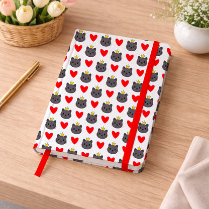 Cat Wearing a Crown and Red Hearts Seamless Pattern Commercial Use