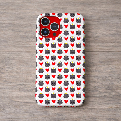 Cat Wearing a Crown and Red Hearts Seamless Pattern Commercial Use