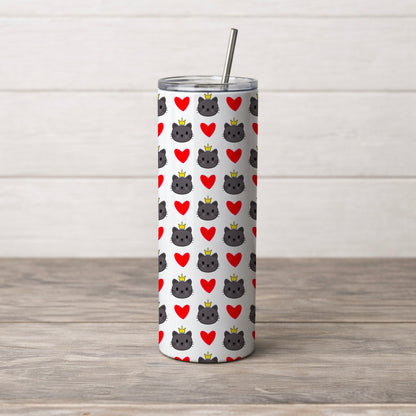 Cat Wearing a Crown and Red Hearts Seamless Pattern Commercial Use