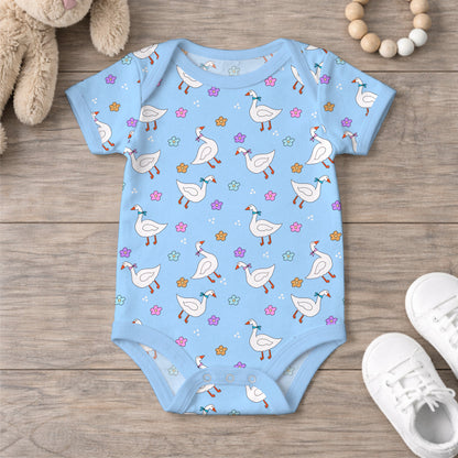 Geese and Pastel Flowers Goose With Scarf Seamless Pattern Commercial Use