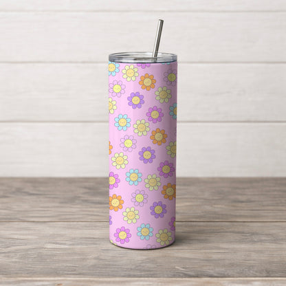 Pastel Happy Flowers Pink Kawaii Seamless Pattern Commercial Use
