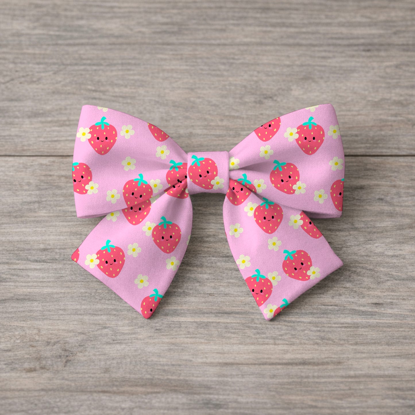 Kawaii Strawberry with White Flowers Pink Seamless Pattern Commercial Use