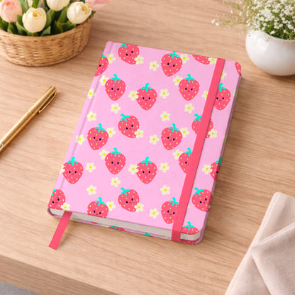 Kawaii Strawberry with White Flowers Pink Seamless Pattern Commercial Use
