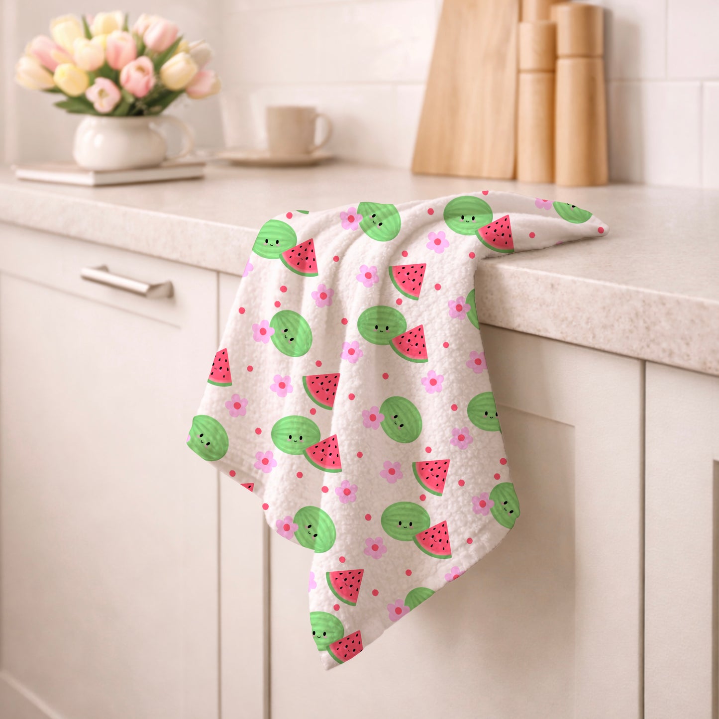 Summer Watermelon Kawaii Fruit White Seamless Pattern Commercial Use