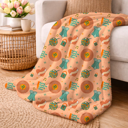 Orange and Teal Music Inspired Showgirl Seamless Pattern Commercial Use