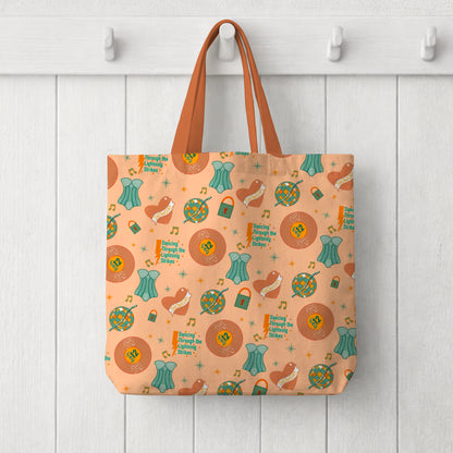 Orange and Teal Music Inspired Showgirl Seamless Pattern Commercial Use