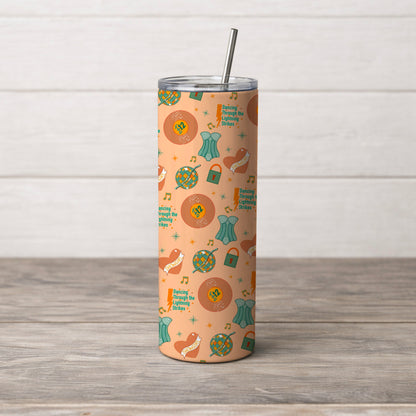 Orange and Teal Music Inspired Showgirl Seamless Pattern Commercial Use