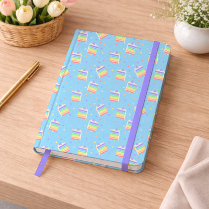 Pastel Rainbow Cake Slices and Stars Light Blue Seamless Pattern Commercial Use