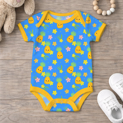 Pineapples and Flowers Tropical Cute Fruit Seamless Pattern Commercial Use