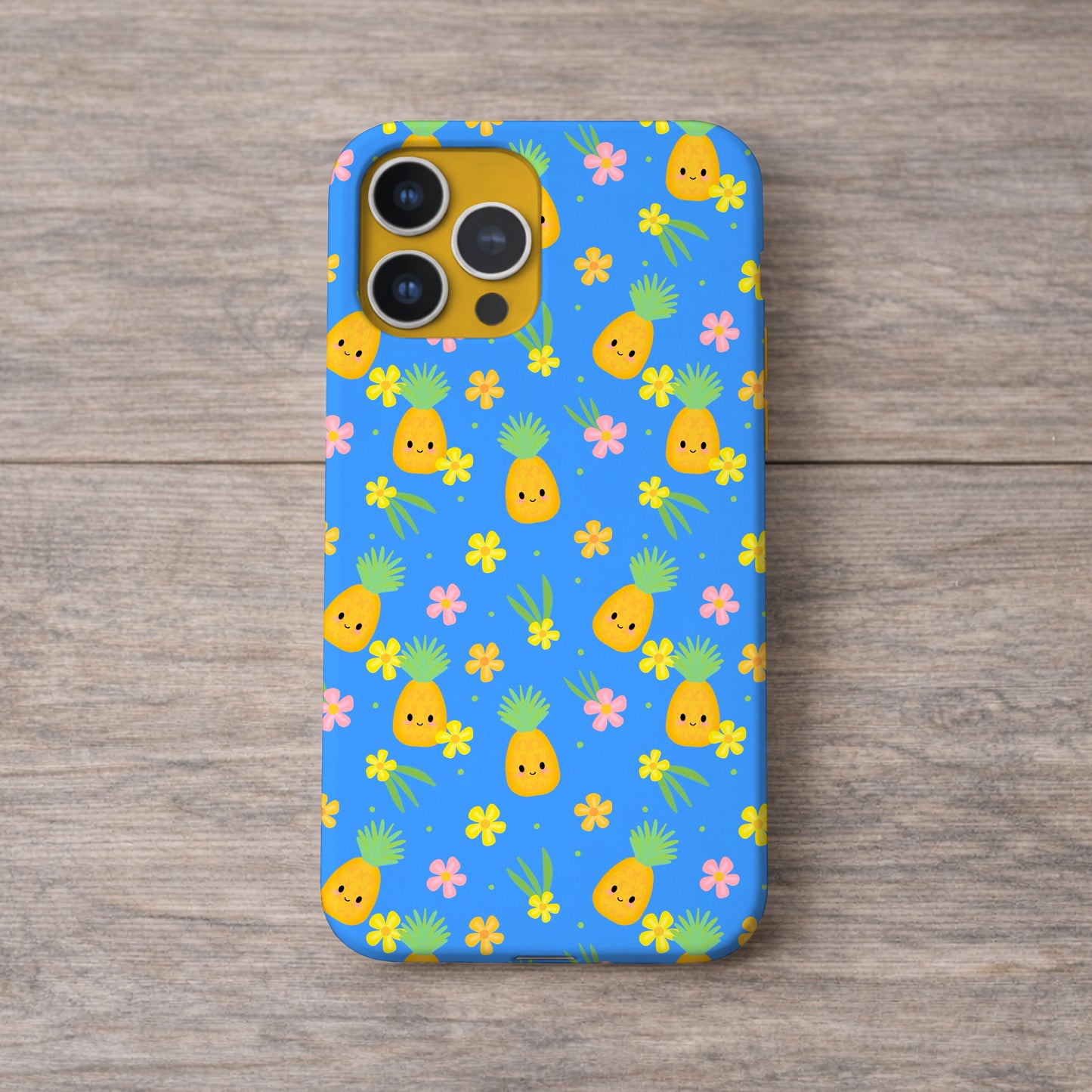 Pineapples and Flowers Tropical Cute Fruit Seamless Pattern Commercial Use