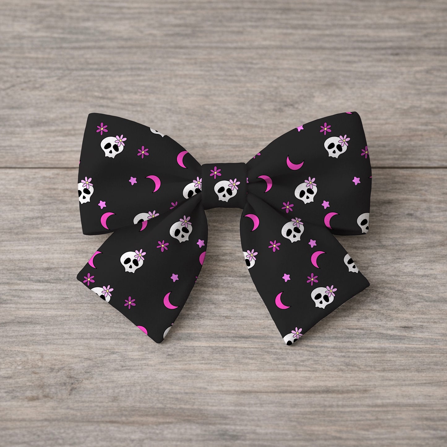 Pink and Black Flowers and Skulls Girly Seamless Pattern Commercial Use