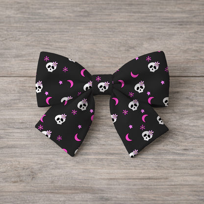 Pink and Black Flowers and Skulls Girly Seamless Pattern Commercial Use