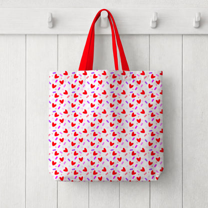 Red Hearts and Sprinkles Love Confetti White Seamless Pattern Commercial Use