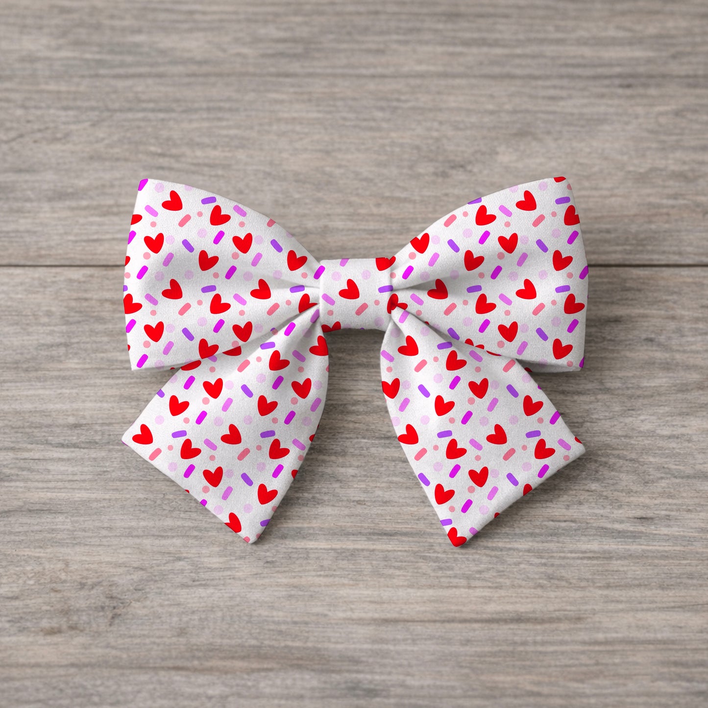 Red Hearts and Sprinkles Love Confetti White Seamless Pattern Commercial Use