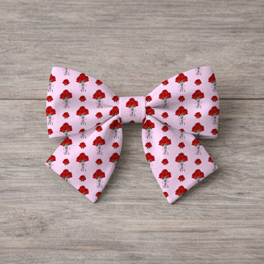 Red Roses Tied with a Bow Pink Seamless Pattern Commercial Use