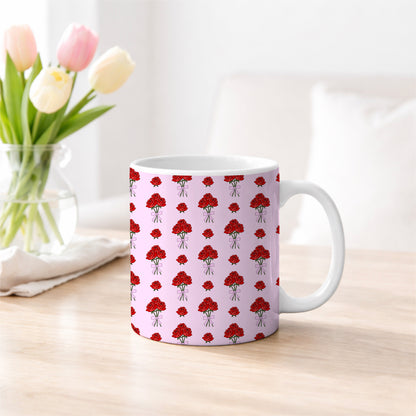 Red Roses Tied with a Bow Pink Seamless Pattern Commercial Use