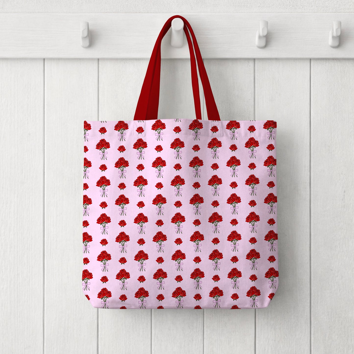 Red Roses Tied with a Bow Pink Seamless Pattern Commercial Use