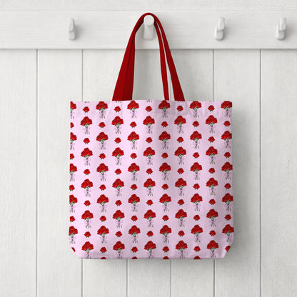 Red Roses Tied with a Bow Pink Seamless Pattern Commercial Use