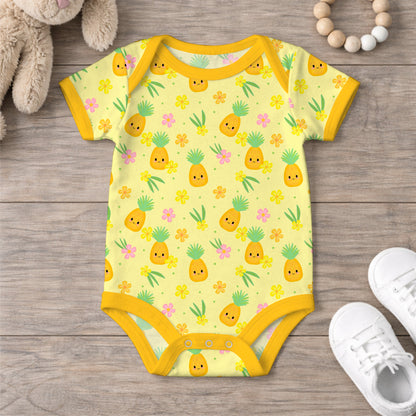Yellow Pineapple Cute Fruit with Faces Seamless Pattern Commercial Use
