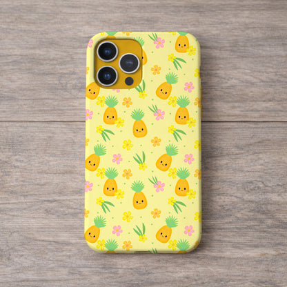 Yellow Pineapple Cute Fruit with Faces Seamless Pattern Commercial Use