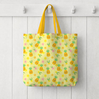 Yellow Pineapple Cute Fruit with Faces Seamless Pattern Commercial Use