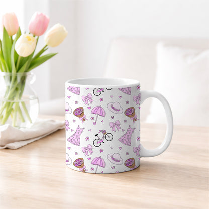 Care-Free Girly Pink Spring Inspiration White Seamless Pattern Commercial License