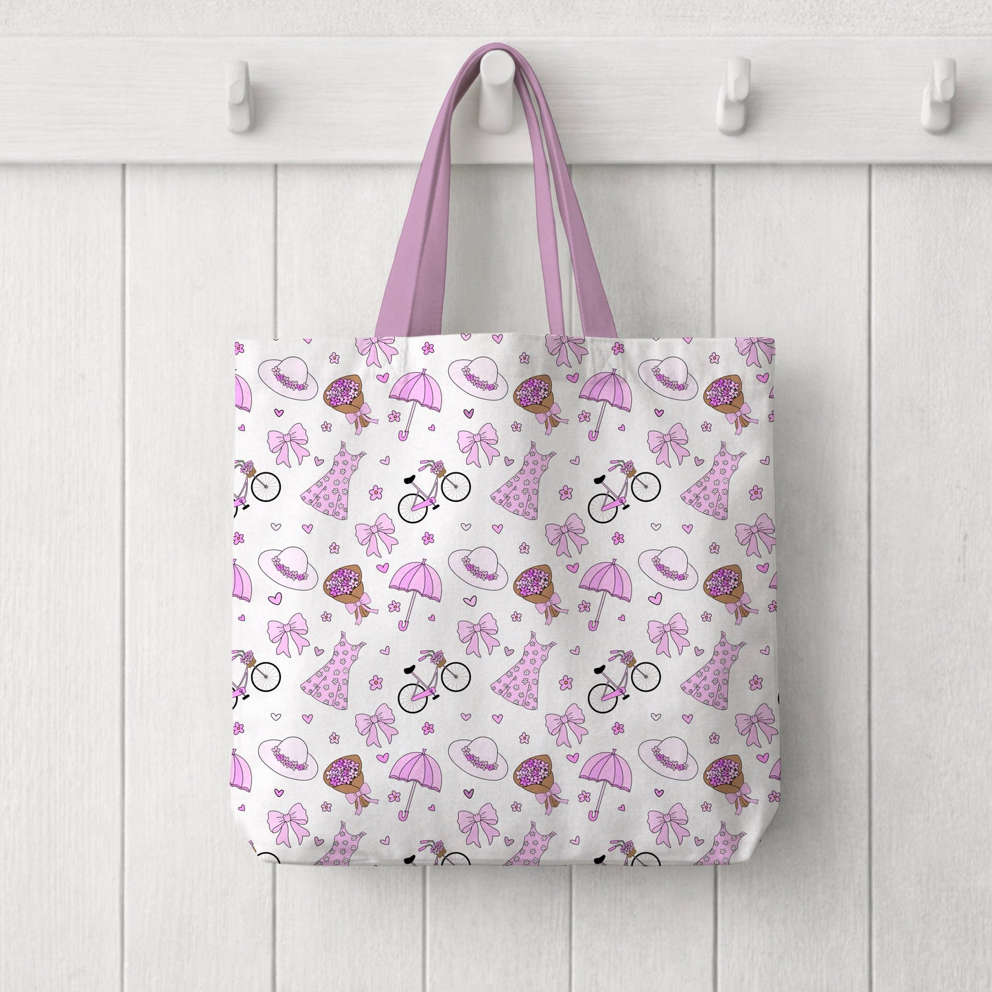 Care-Free Girly Pink Spring Inspiration White Seamless Pattern Commercial License