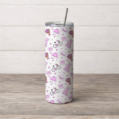 Care-Free Girly Pink Spring Inspiration White Seamless Pattern Commercial License